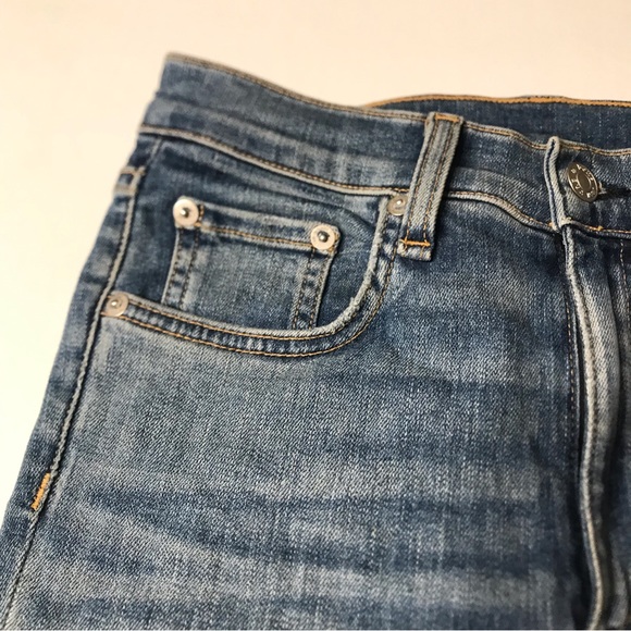 Rag & Bone Dive High-Rise Colorblock Capri Jeans, Indigo Olana Size 27 - Picture 3 of 11